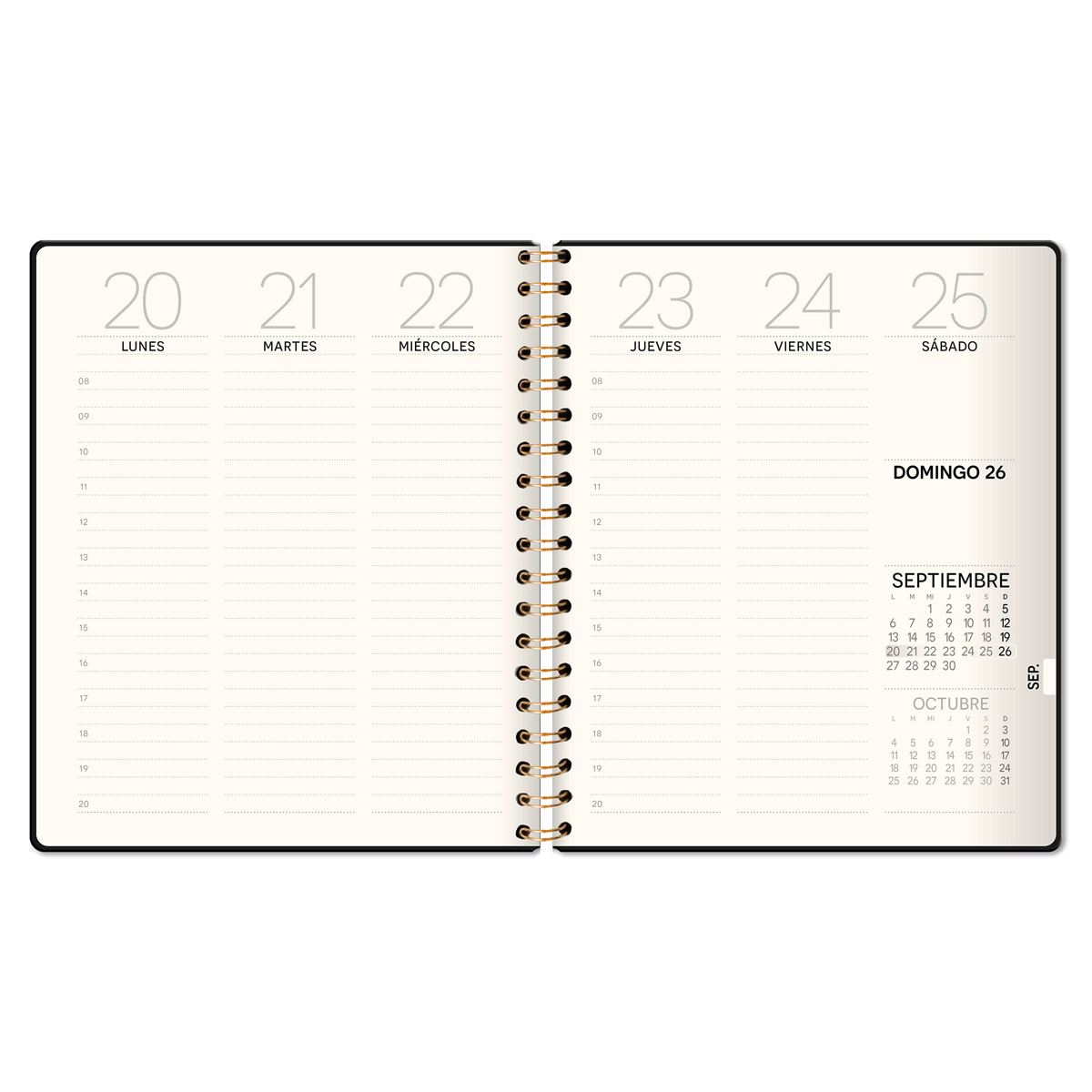 Agenda Premium Paper PU Espiral Cuaderno Semanal Rosa