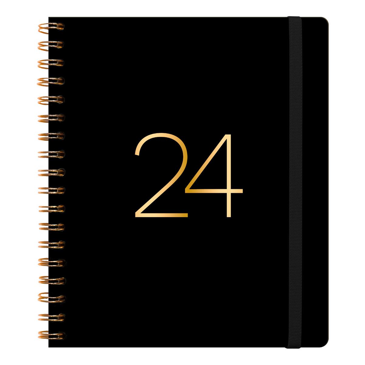 Agenda Premium Paper PU Espiral Cuaderno Diaria Negra