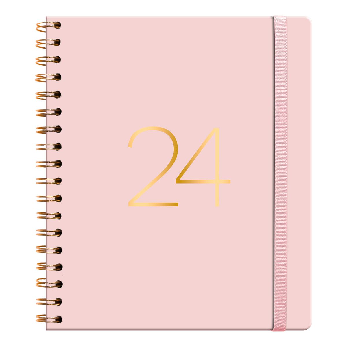 Agenda Premium Paper PU Espiral Cuaderno Diaria Rosa
