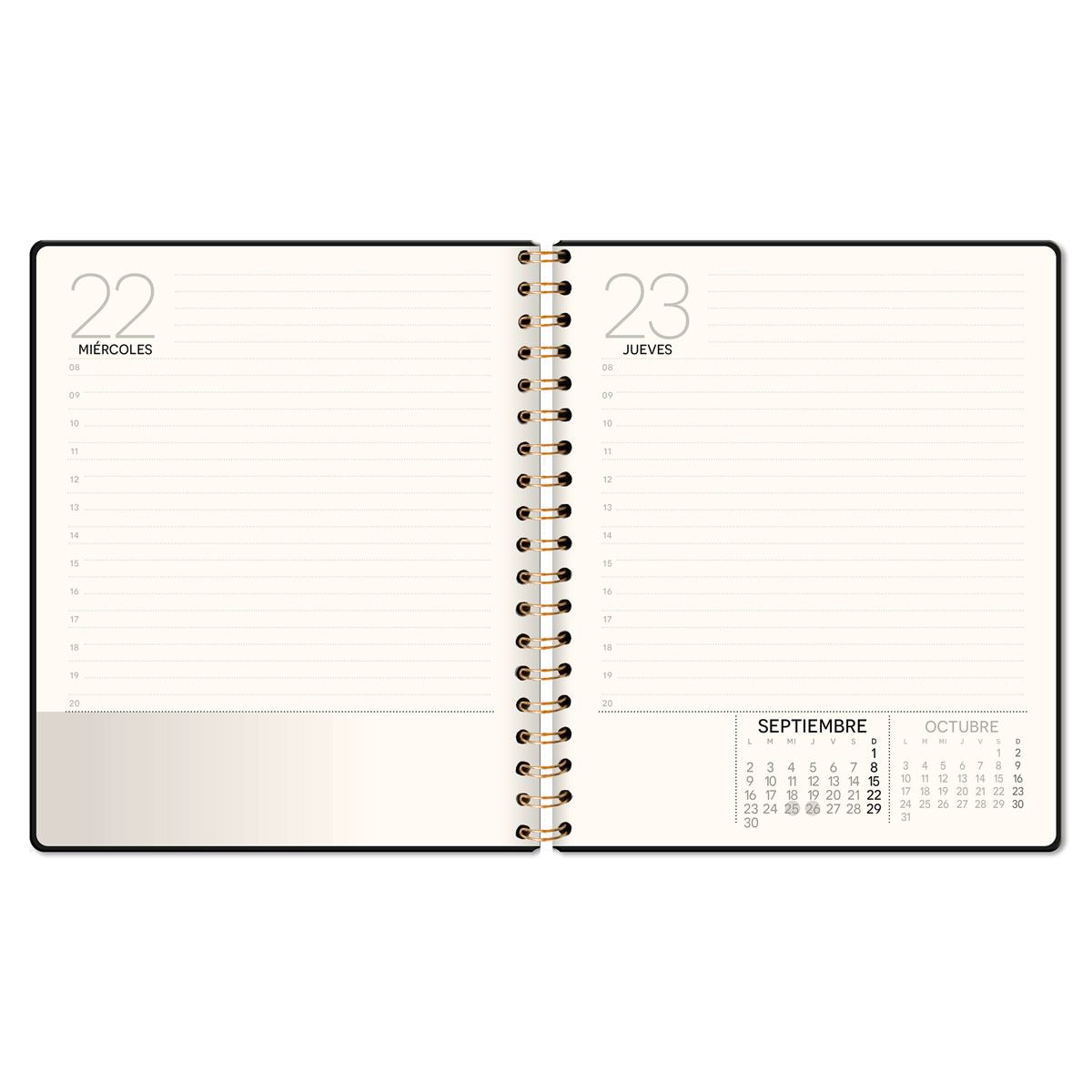 Agenda Premium Paper PU Espiral Cuaderno Diaria Rosa