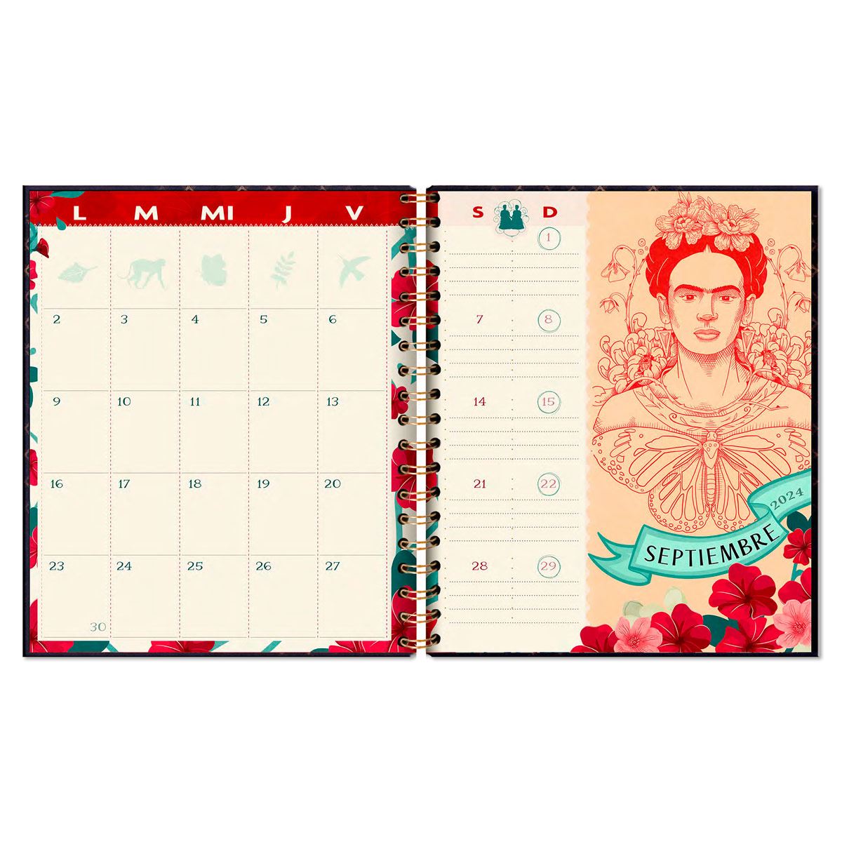 Agenda Premium Paper Frida Kahlo Semanal Espiral 2024