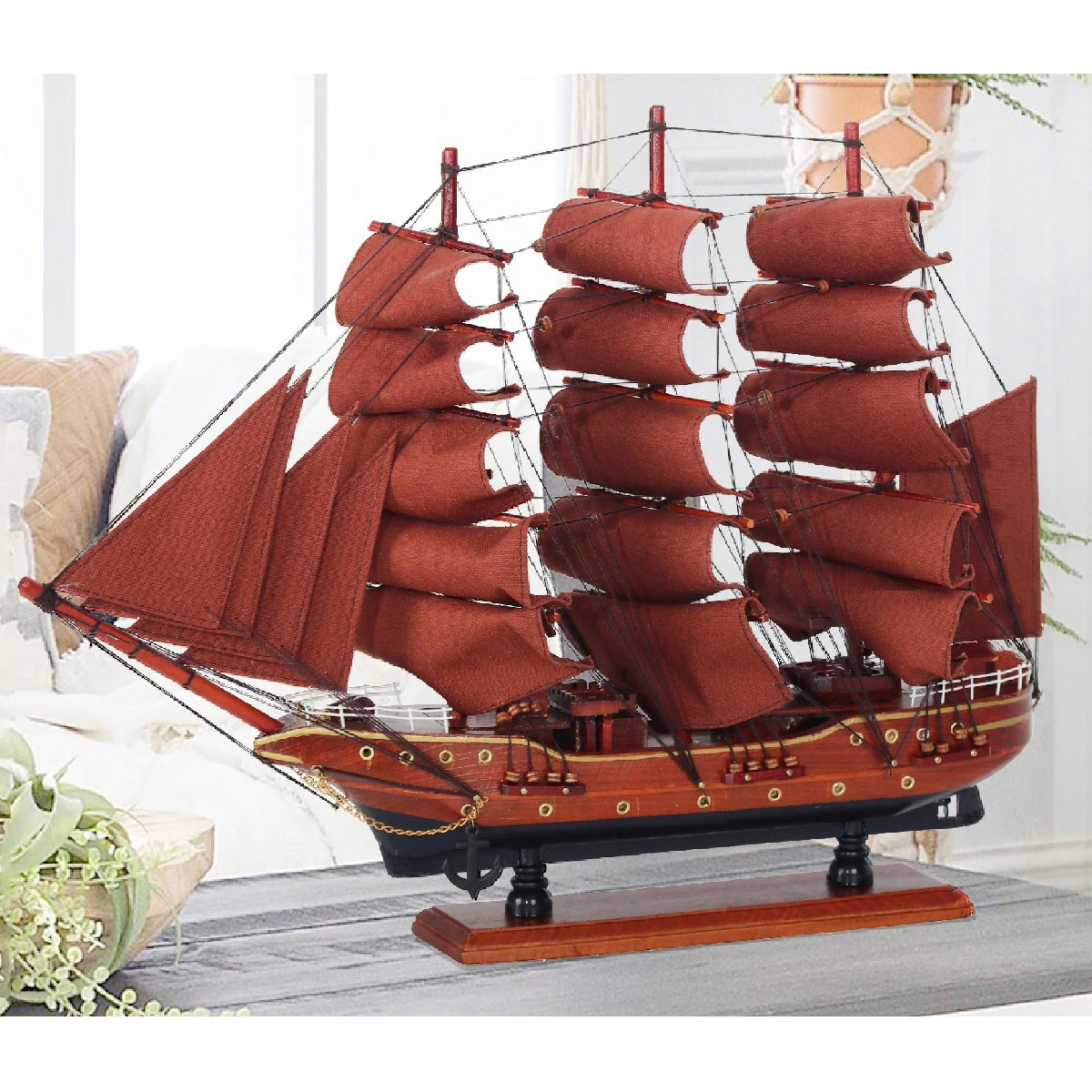 Figura Decorativa MOONWELL Barco De Madera