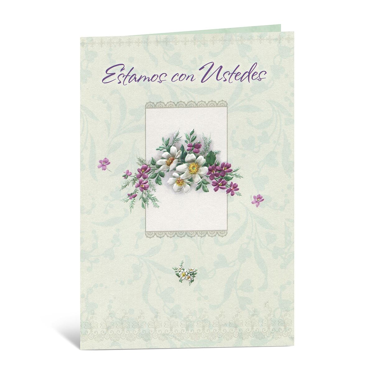 Tarjeta Pesame Flores Blancas Y Moradas