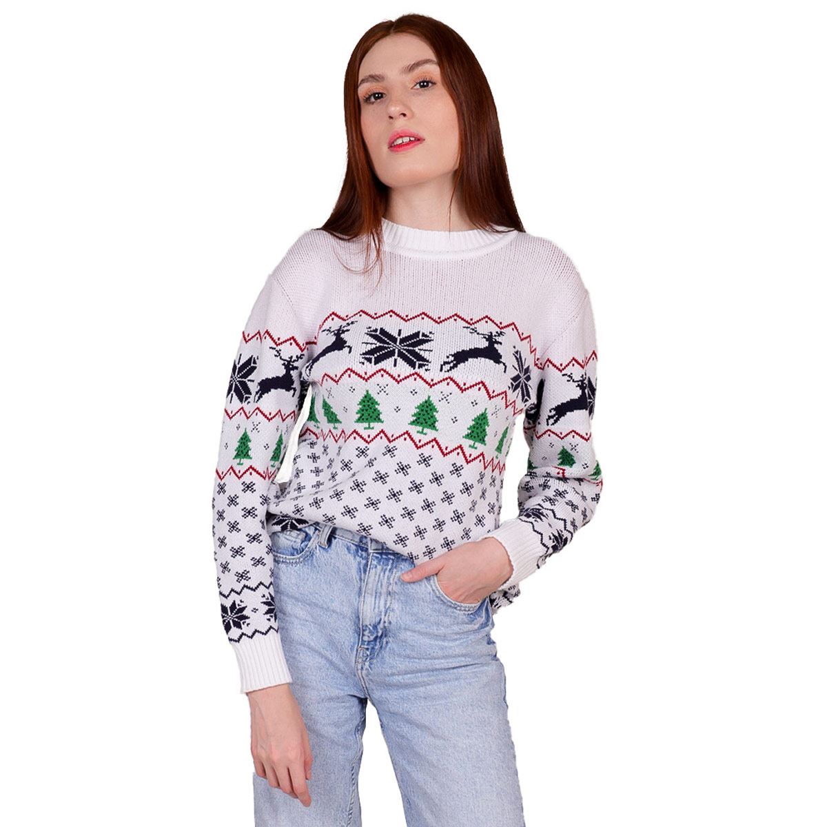 Suéter Blanco Zuio De Navidad Para Mujer
