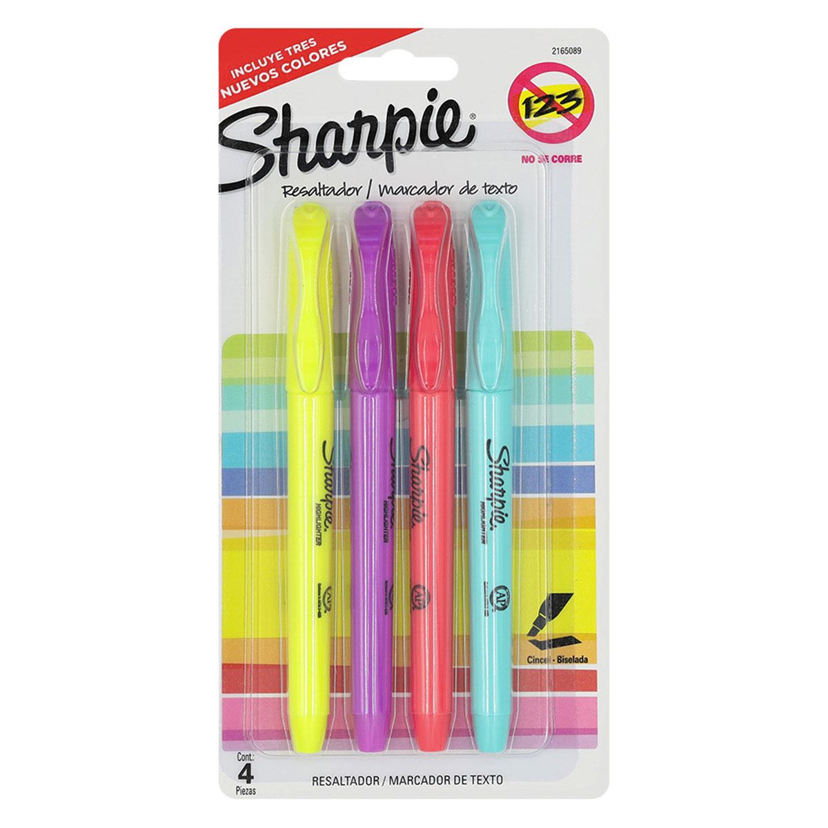 Resaltador Sharpie Pocket 1 Amarillo Actual + 3 Flúor