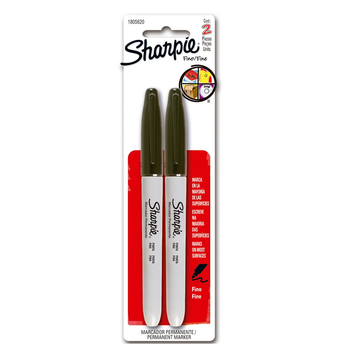 Plumones sharpie fino negro 2 piezas