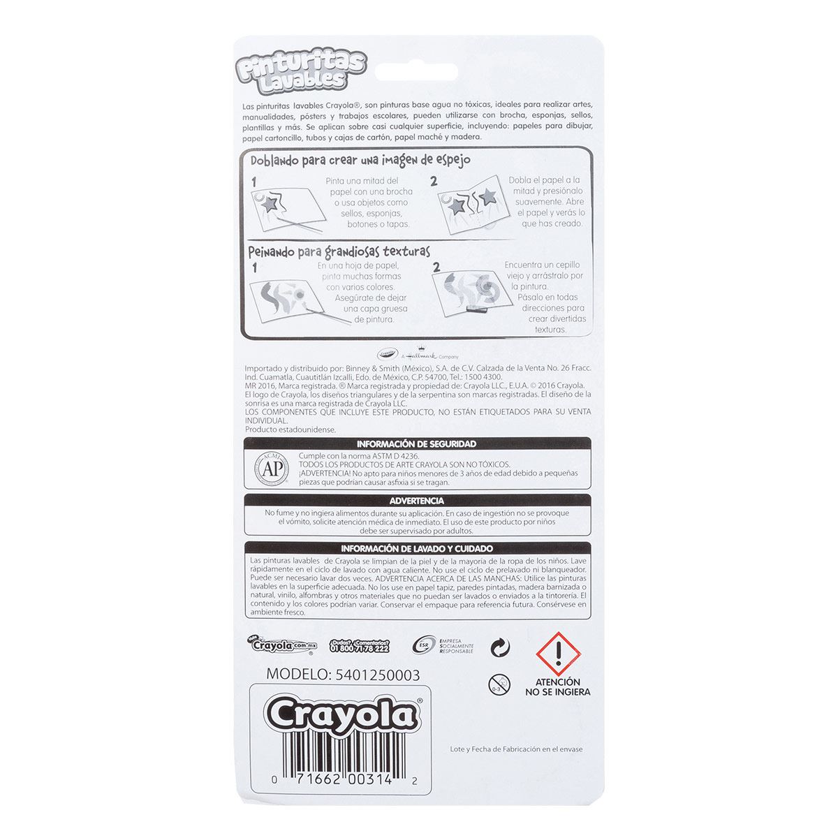 Pinturitas Crayola escolares lavables 18