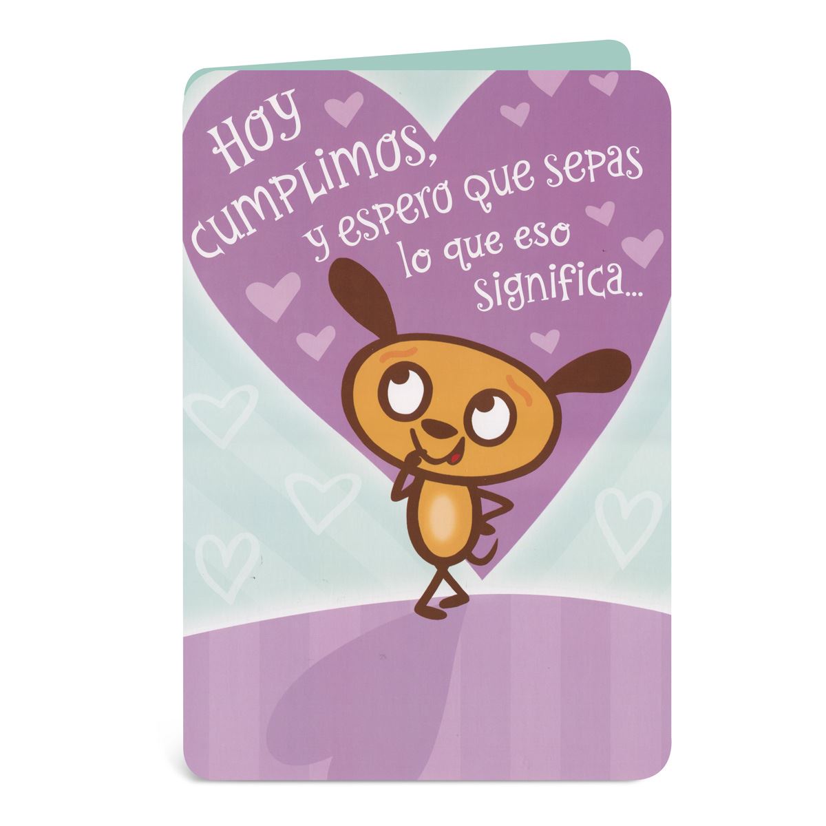 Tarjeta Hoy Cumplimos Personaje Pensando Corazón