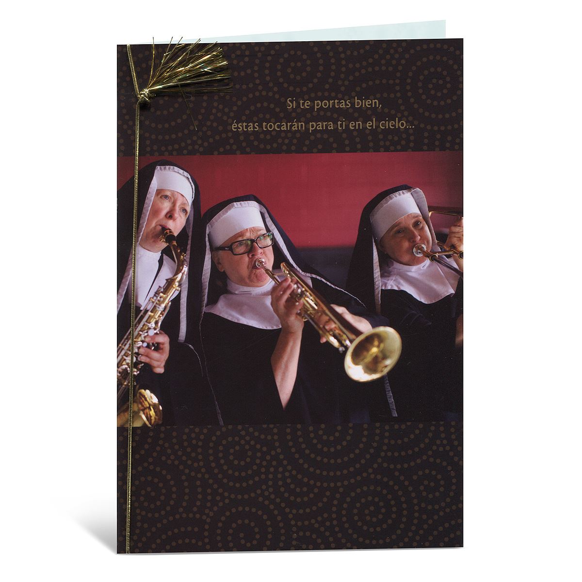 Tarjeta Cumpleaños 3 Monjas Con Instrumentos