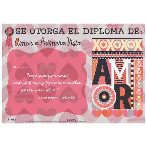 Tarjeta Diploma Amor Corazones Rosa Y Letras