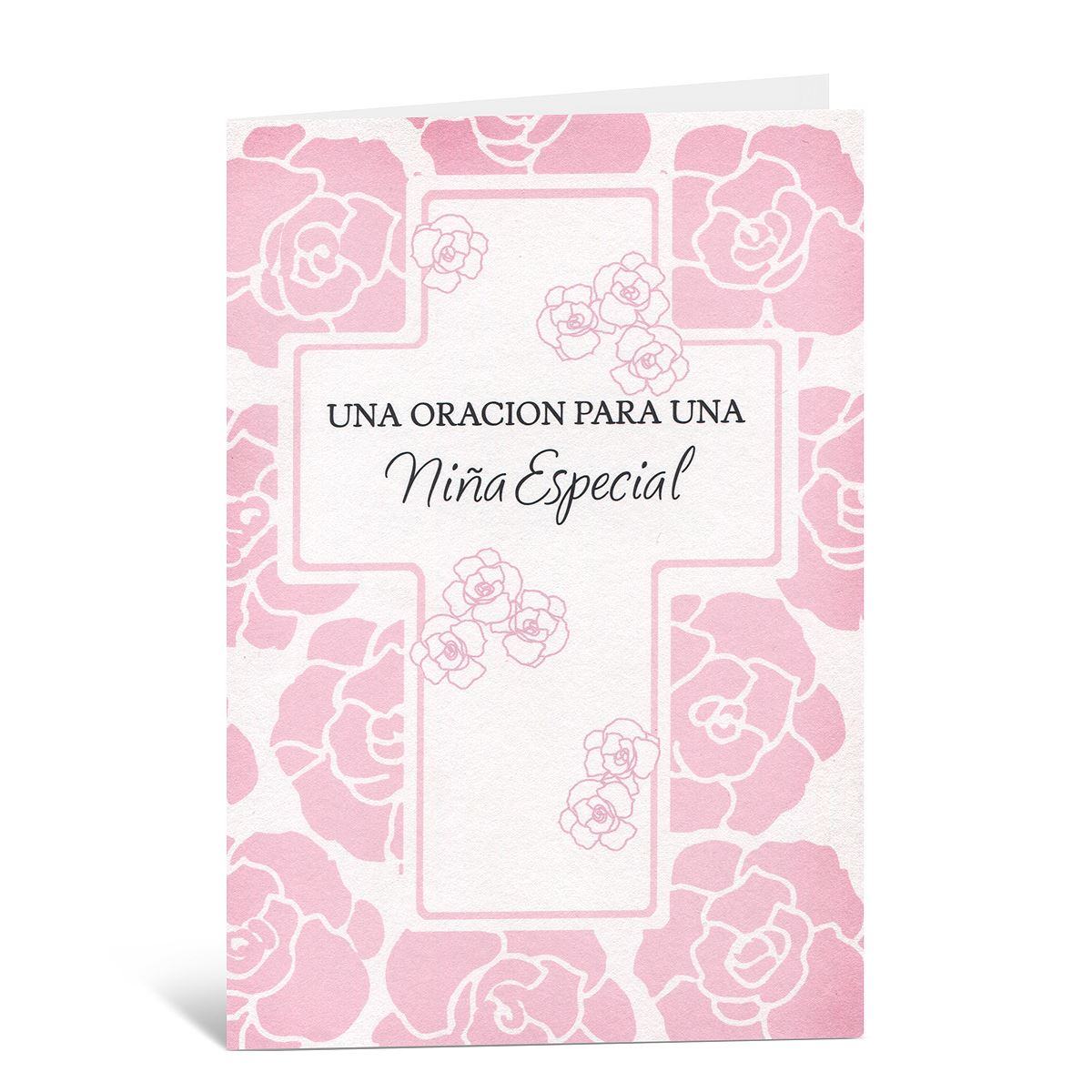 Tarjeta Niña Cruz En Flores Rosas