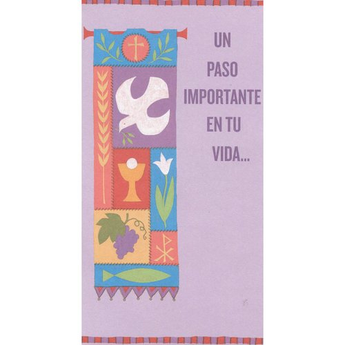 Tarjeta Primera Comuni&#243;n Iconos En Morado