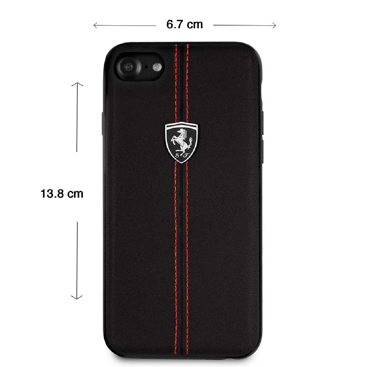 Case/Funda Ferrari de Piel Color Negro con Logo Plateado iPhone SE