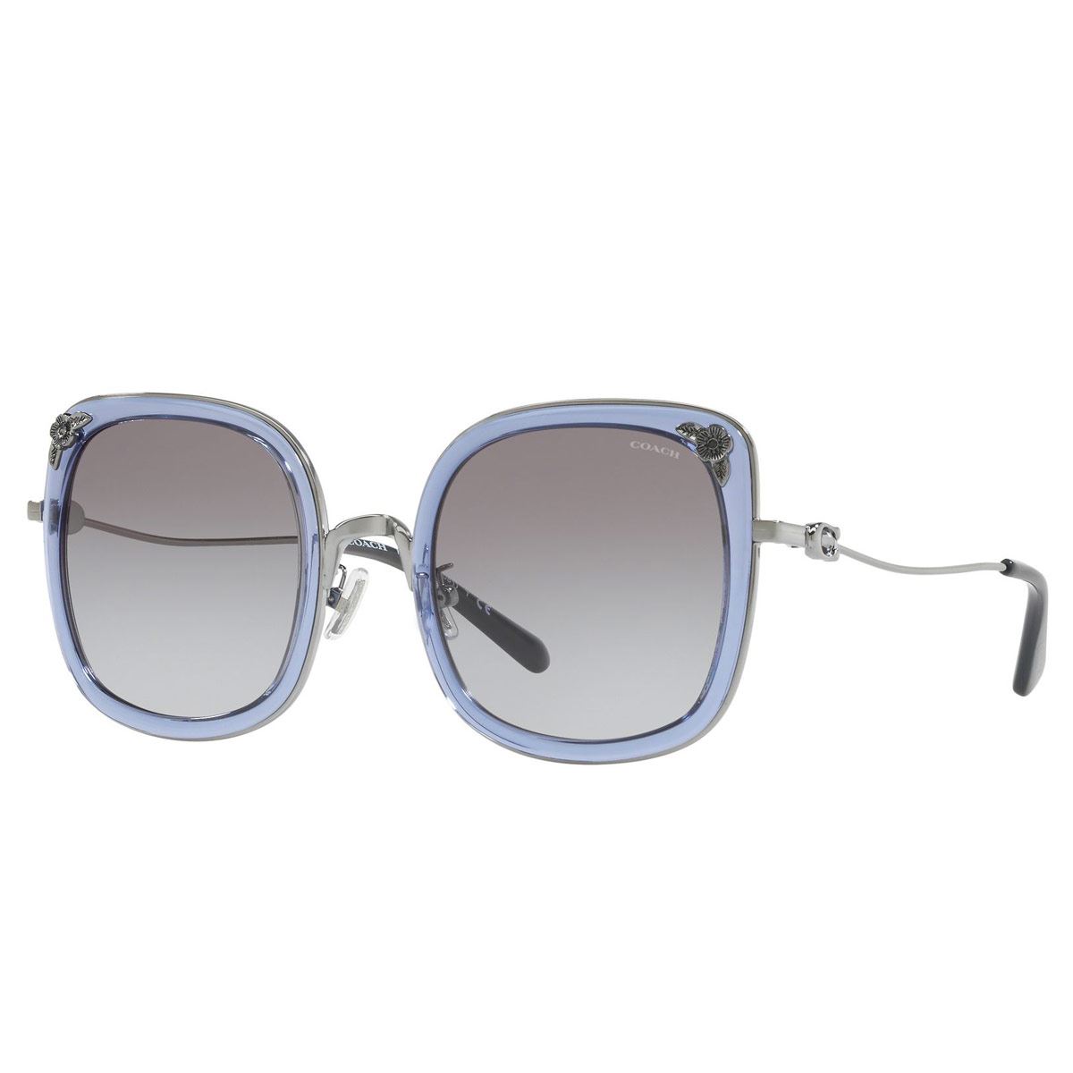 Lente De Sol Coach L1081 En Metal Gris-Púrpura Transparente