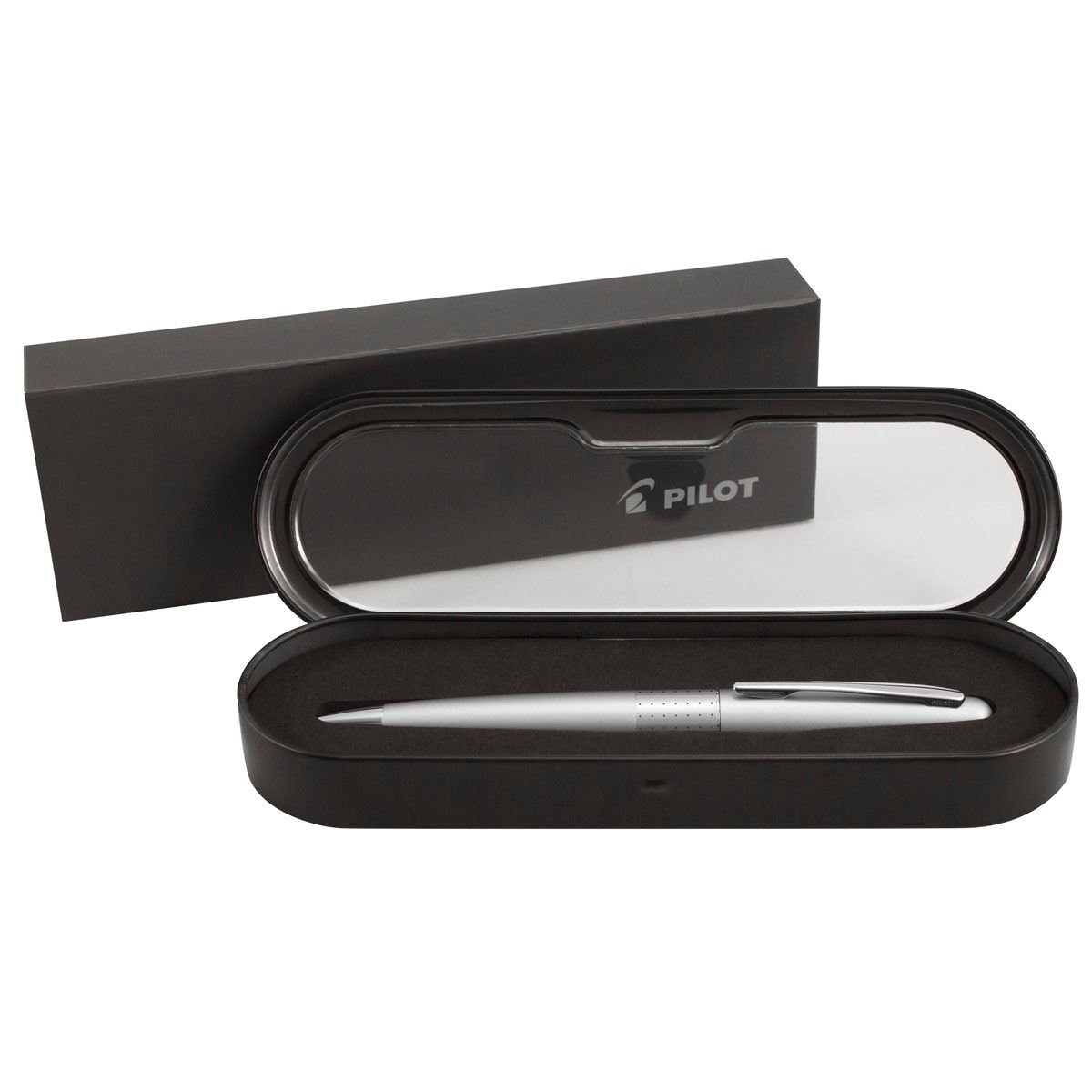 Bolígrafo plateado con puntos  punto mediano