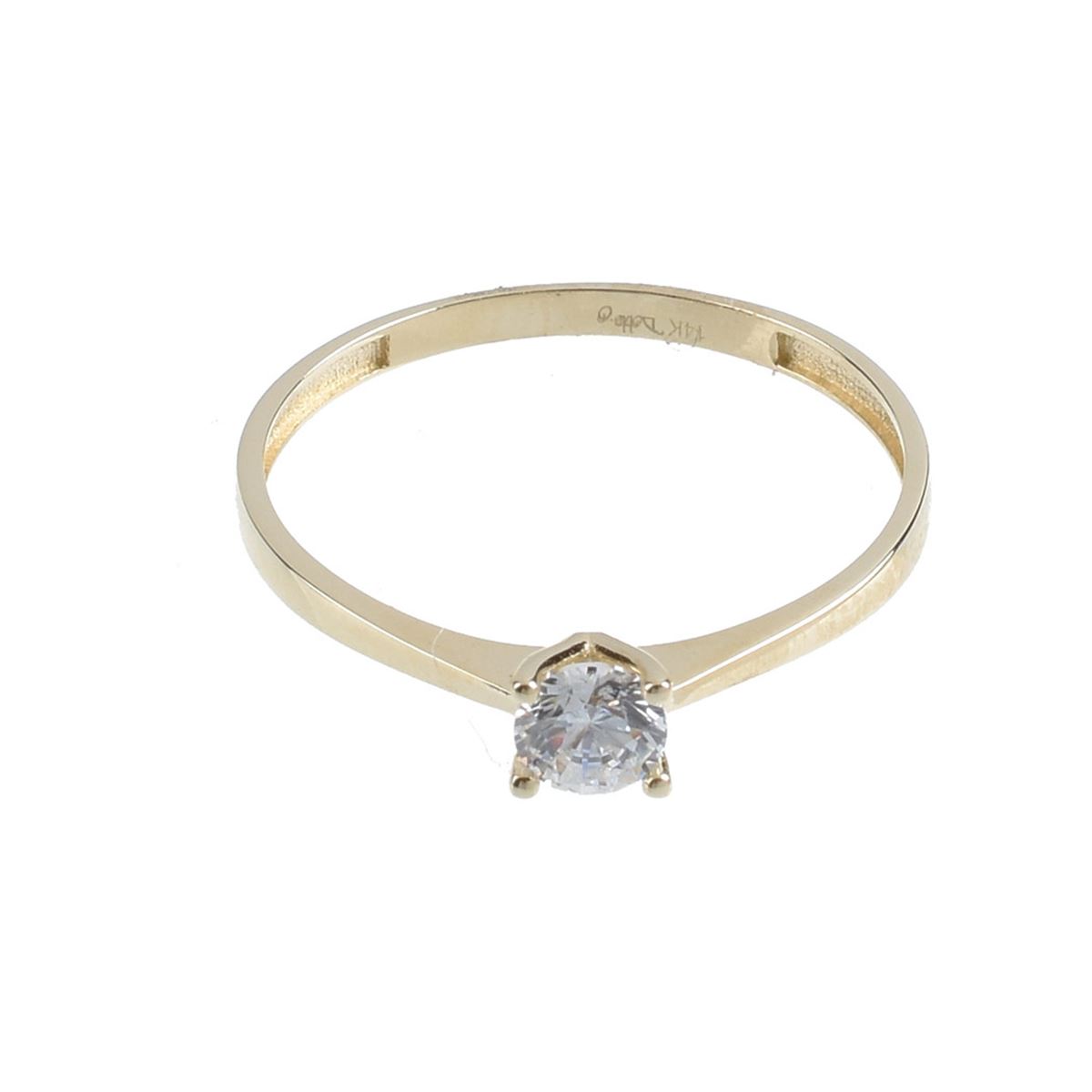 Anillo Solitario Mini Oro Amarillo 14K Doble O