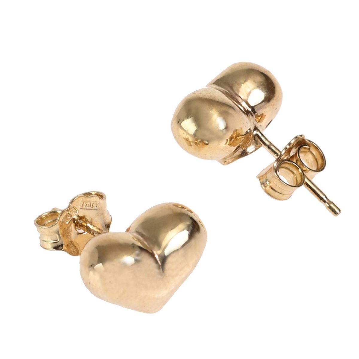 Aretes Corazón Inflado Oro 14K Doble o