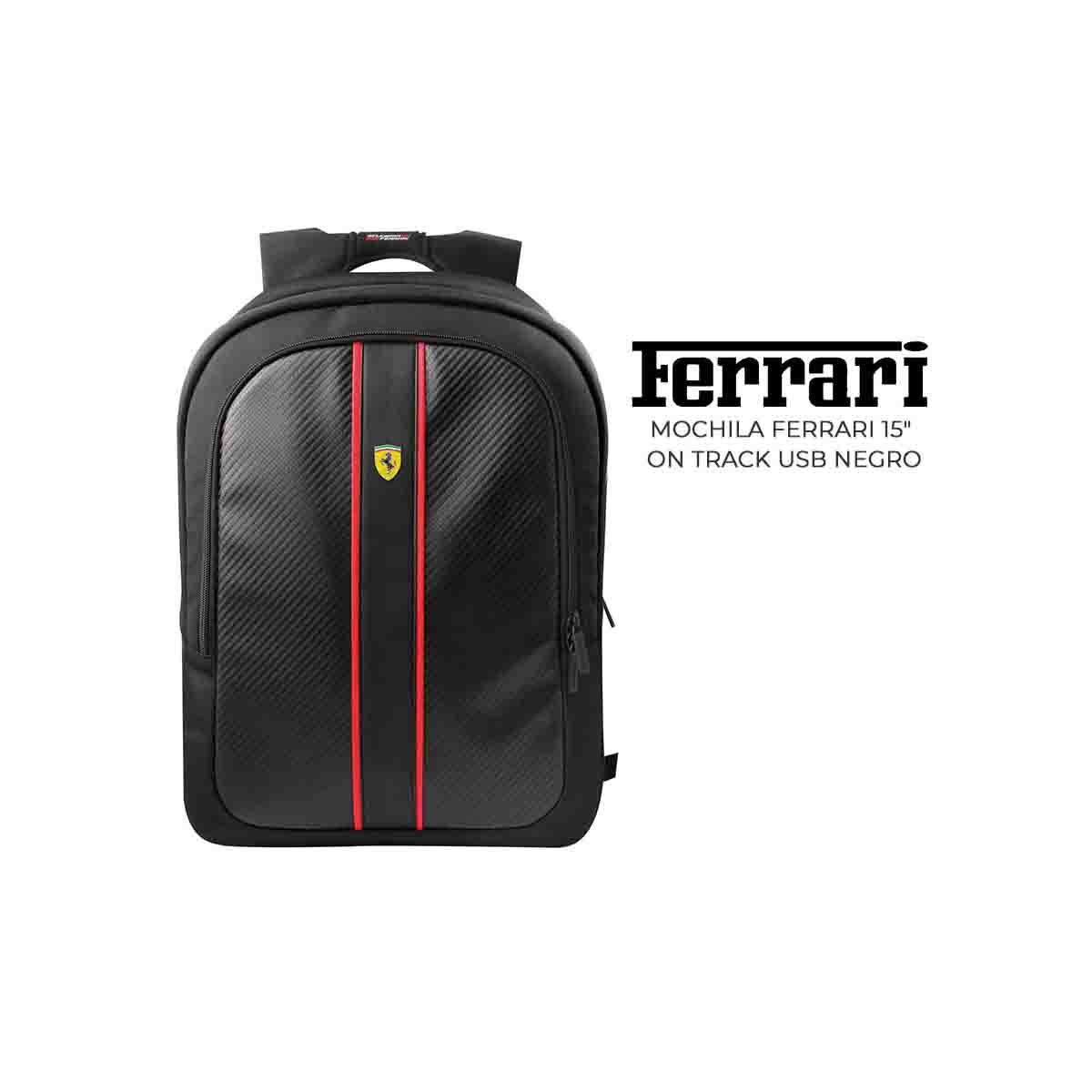 Mochila 15" USB Negro Ferrari