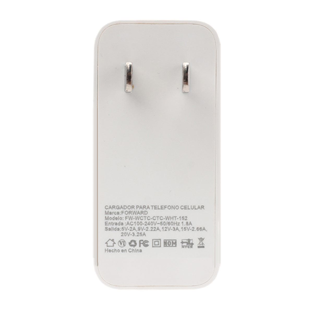 Cargador Fordward Tipo C 65W Blanco