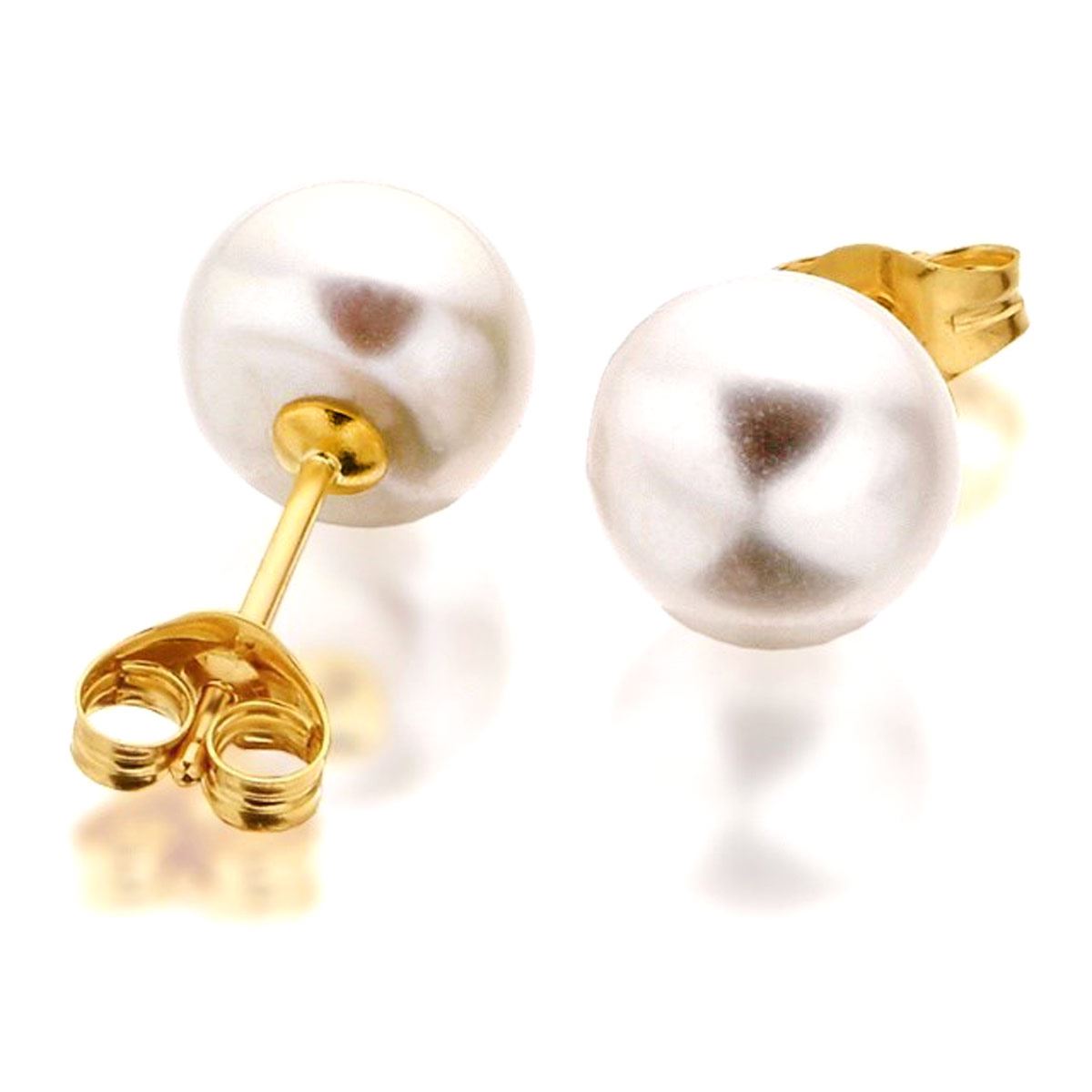 Aretes C&C 8mm Perlas Cultivadas Blanco-Oro