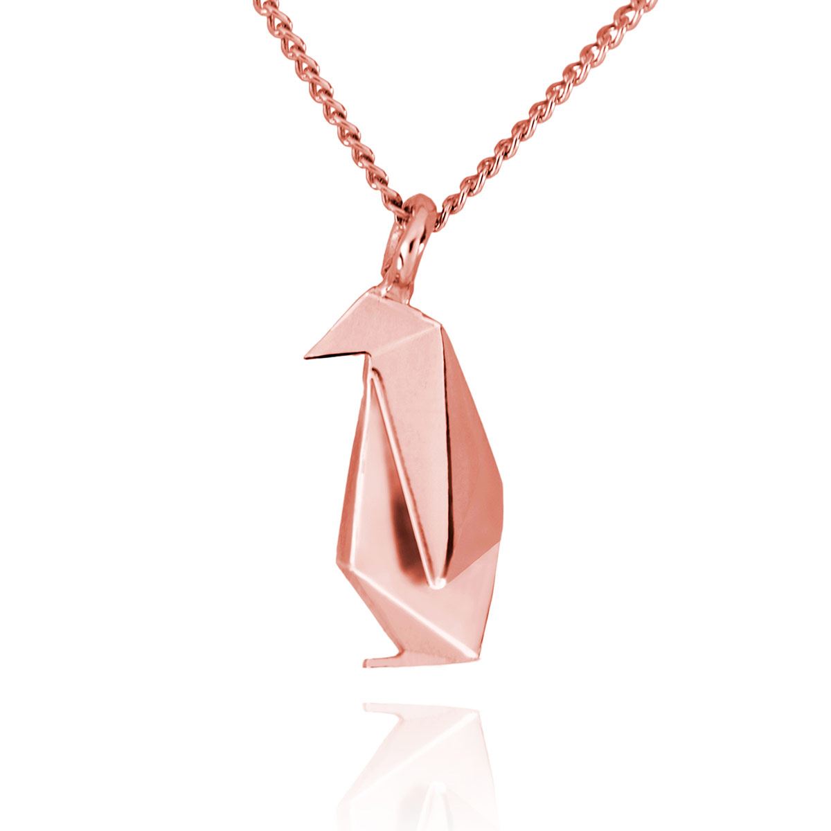 Dije Pingüino de Origami en Plata con Chapa de Oro Rosa Necora