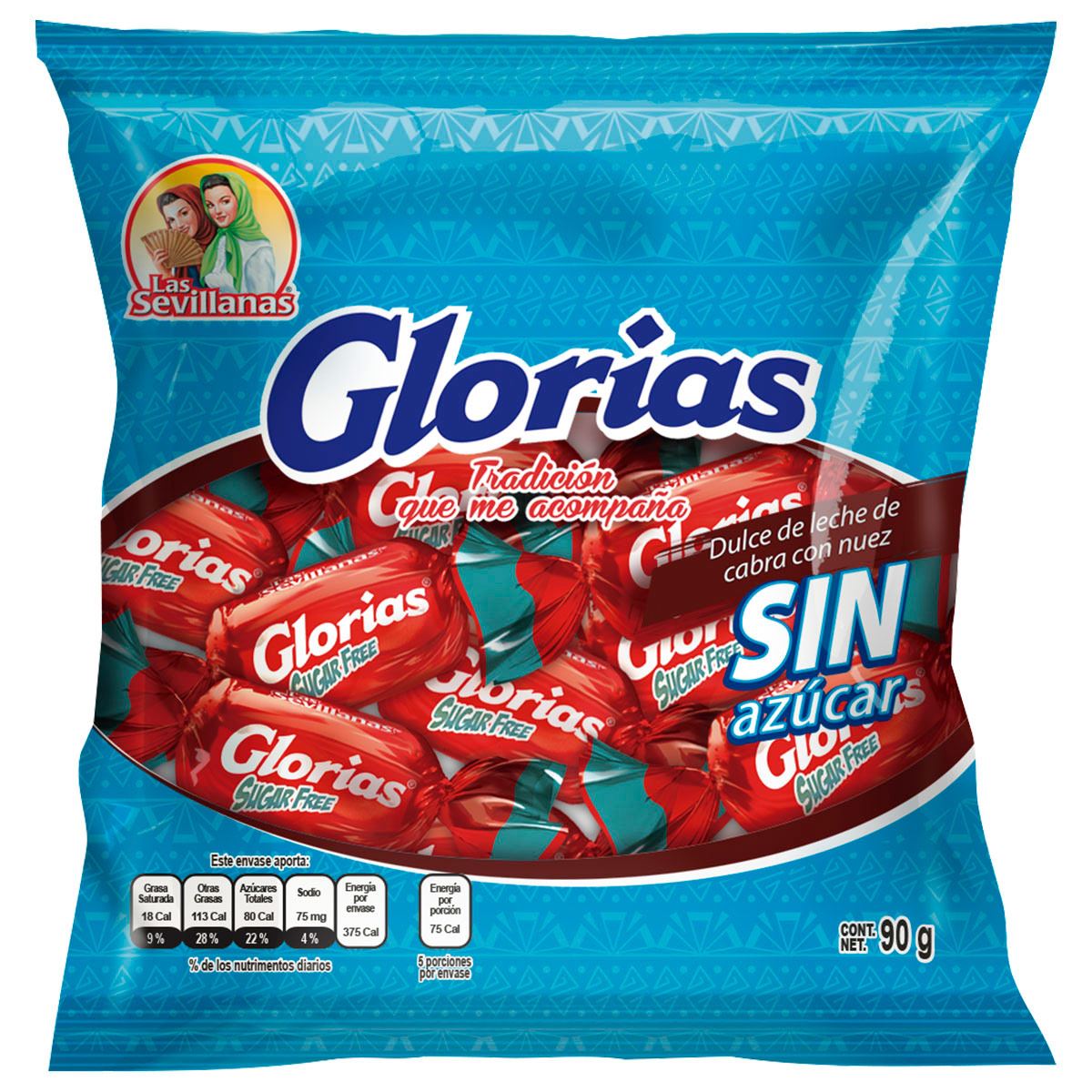 Glorias sin azúcar 18 gr 5 piezas