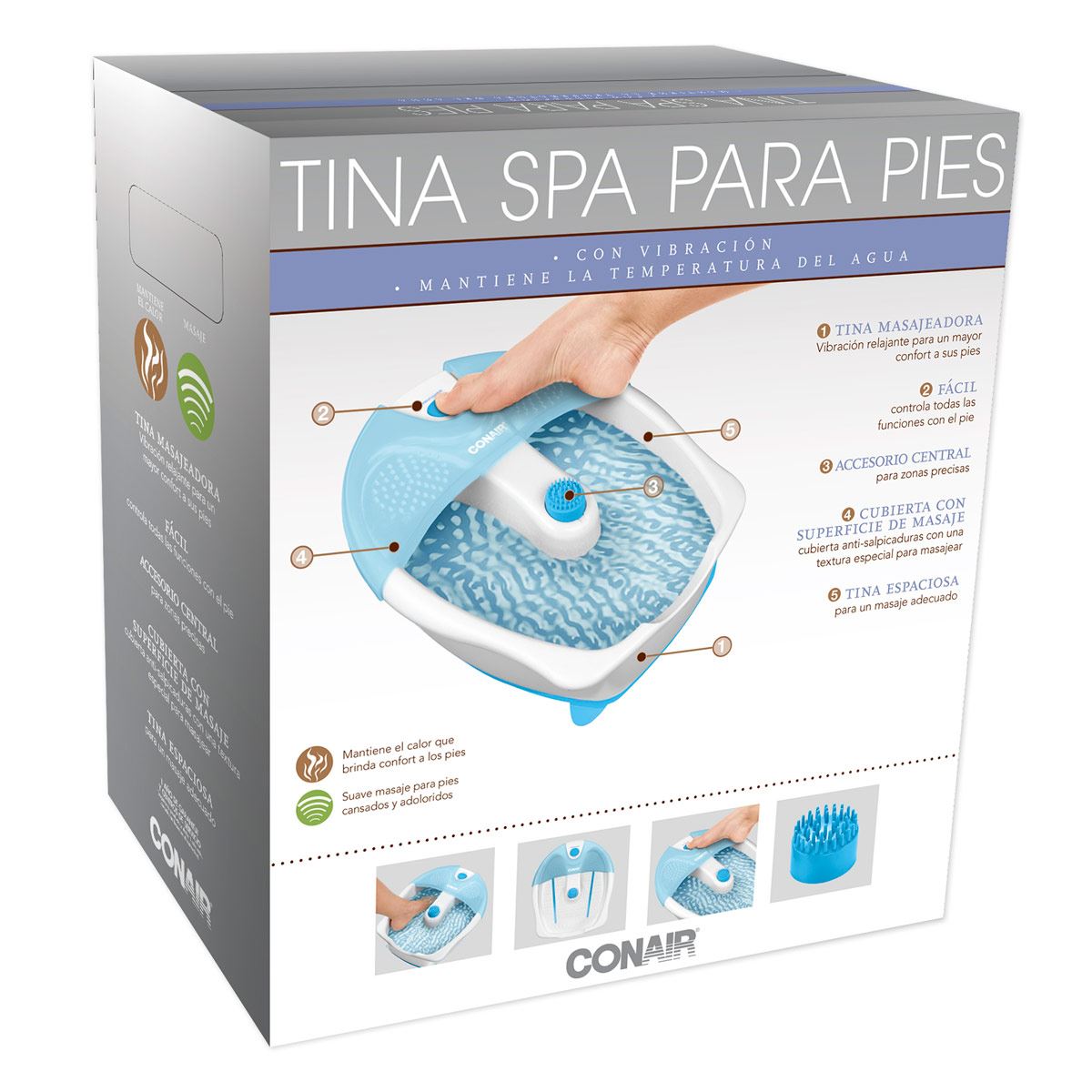 Masajeador Y Tina Spa Para Pies Temperatura Agua Vibración Pedicura Conair  Nuevo