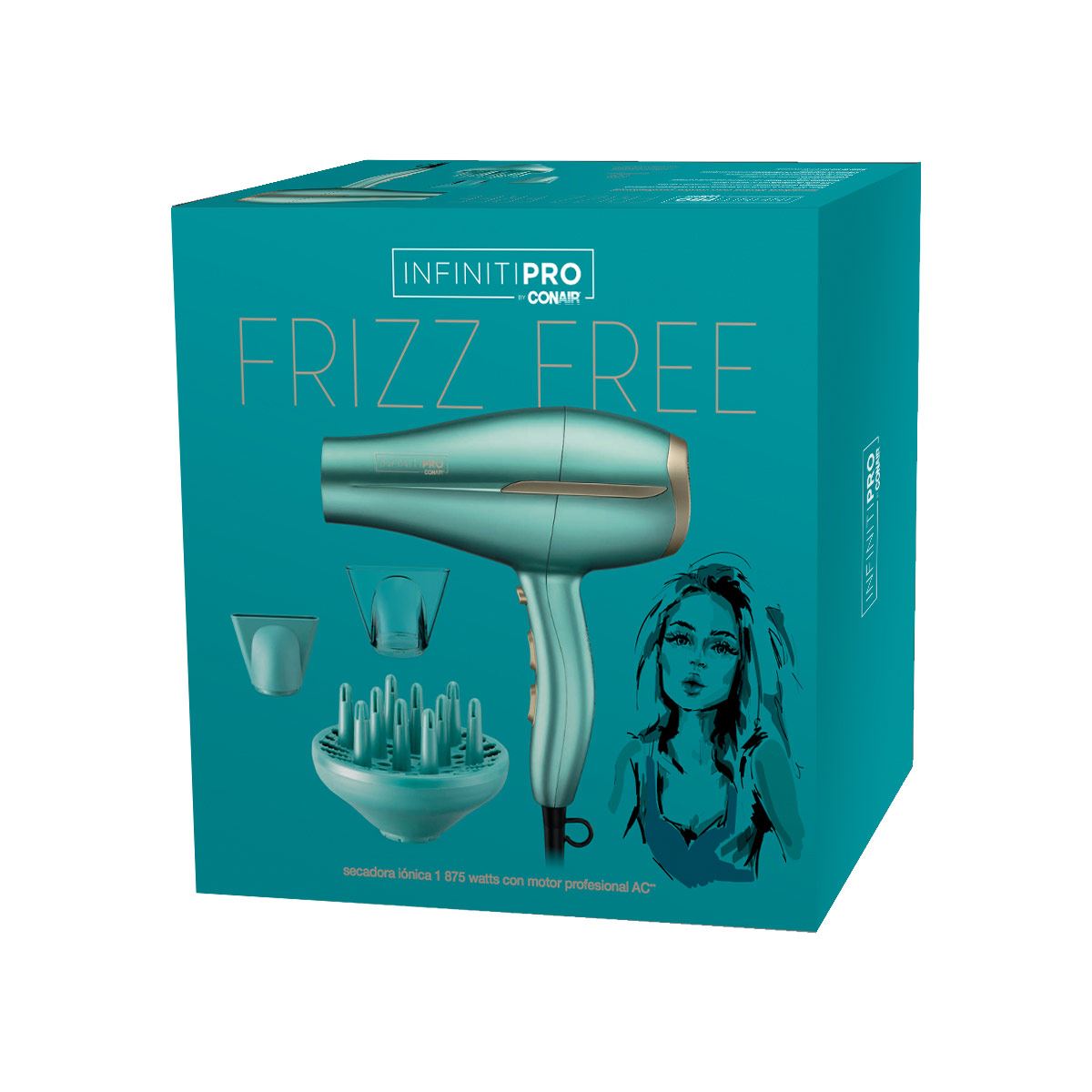 Secador de cabello Conair Infiniti Pro Profesional Sin Frizz, secador de  pelo con dos concentradores y un difusor de aire CONAIR