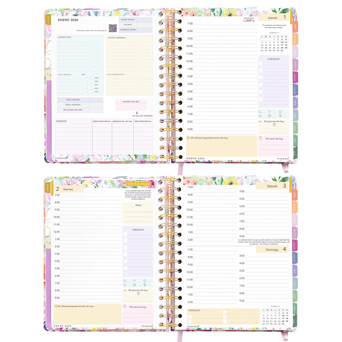 Agenda Diaria 2026 Diseño Alma Manoa