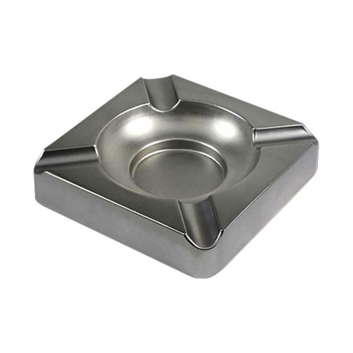 Cenicero Para 4 Puros Cuadrado Fabricado En Zinc Acabado Natural Vector