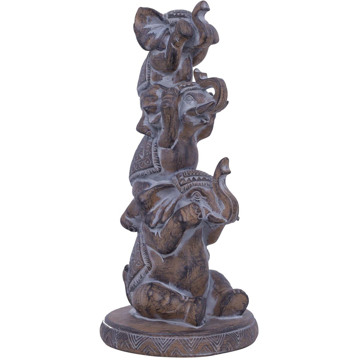 Fiigura decorativa de  tres elefantes sentados  12.8x11.7x25.5cm