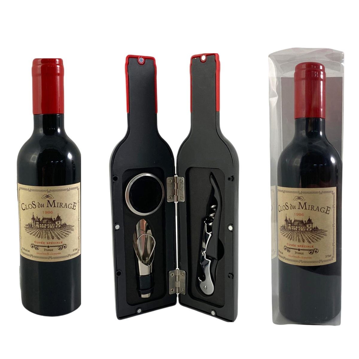 Juego de Accesorios para Vino Forma Botella