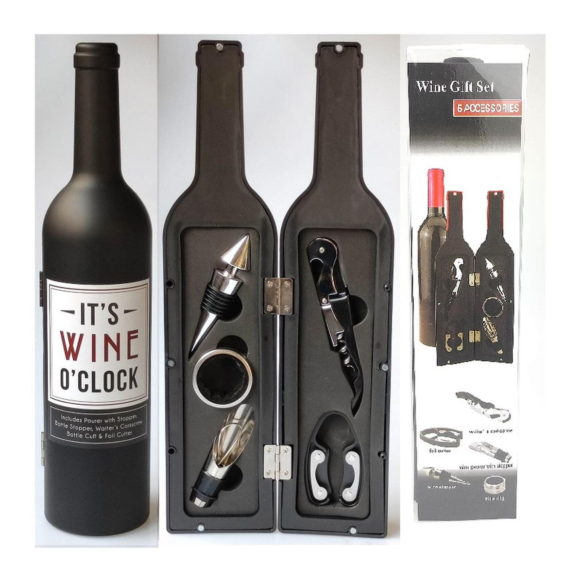 Juego para bar formato botella 5 piezas color negro