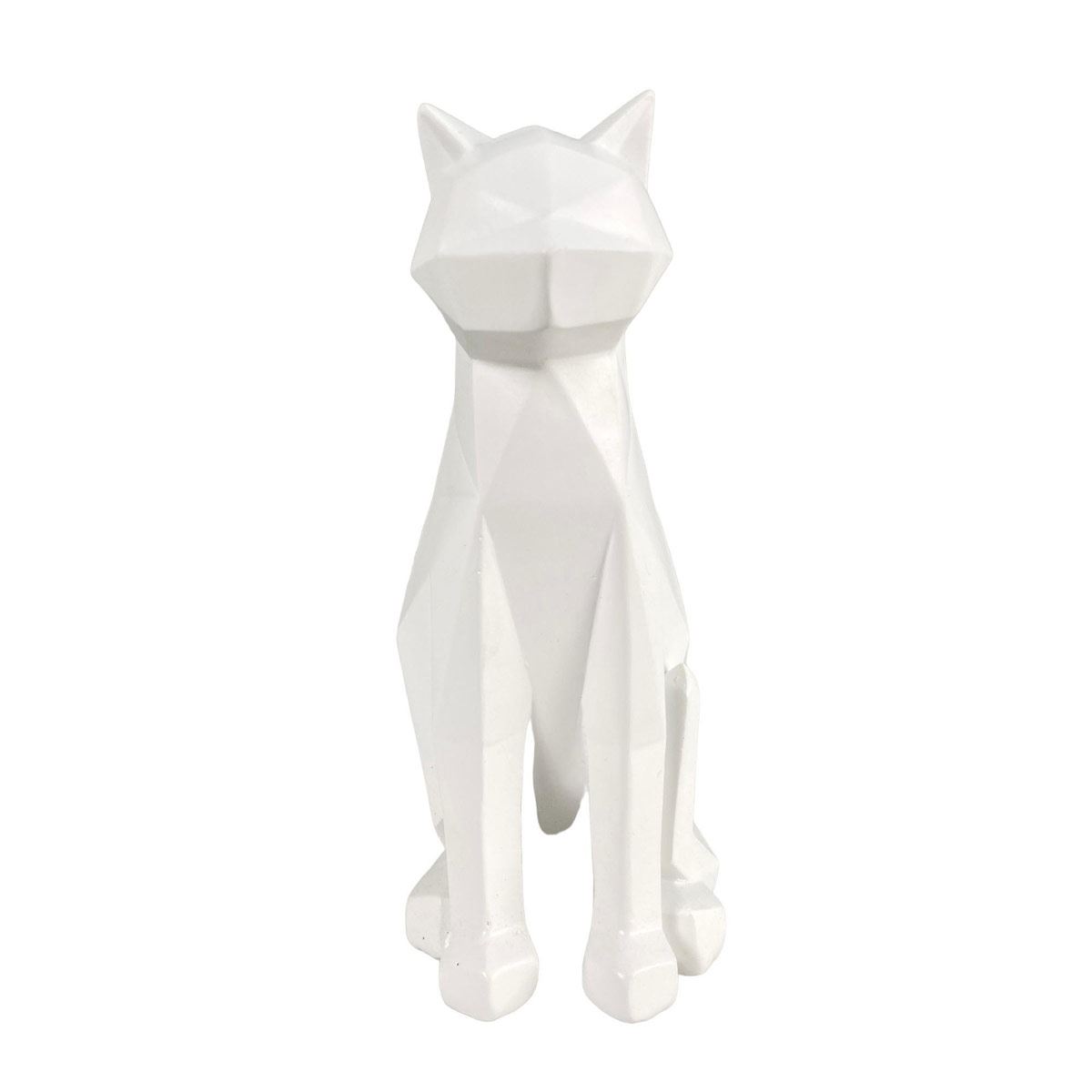 Figura Decorativa Diseño Gato Geométrico Color Blanco