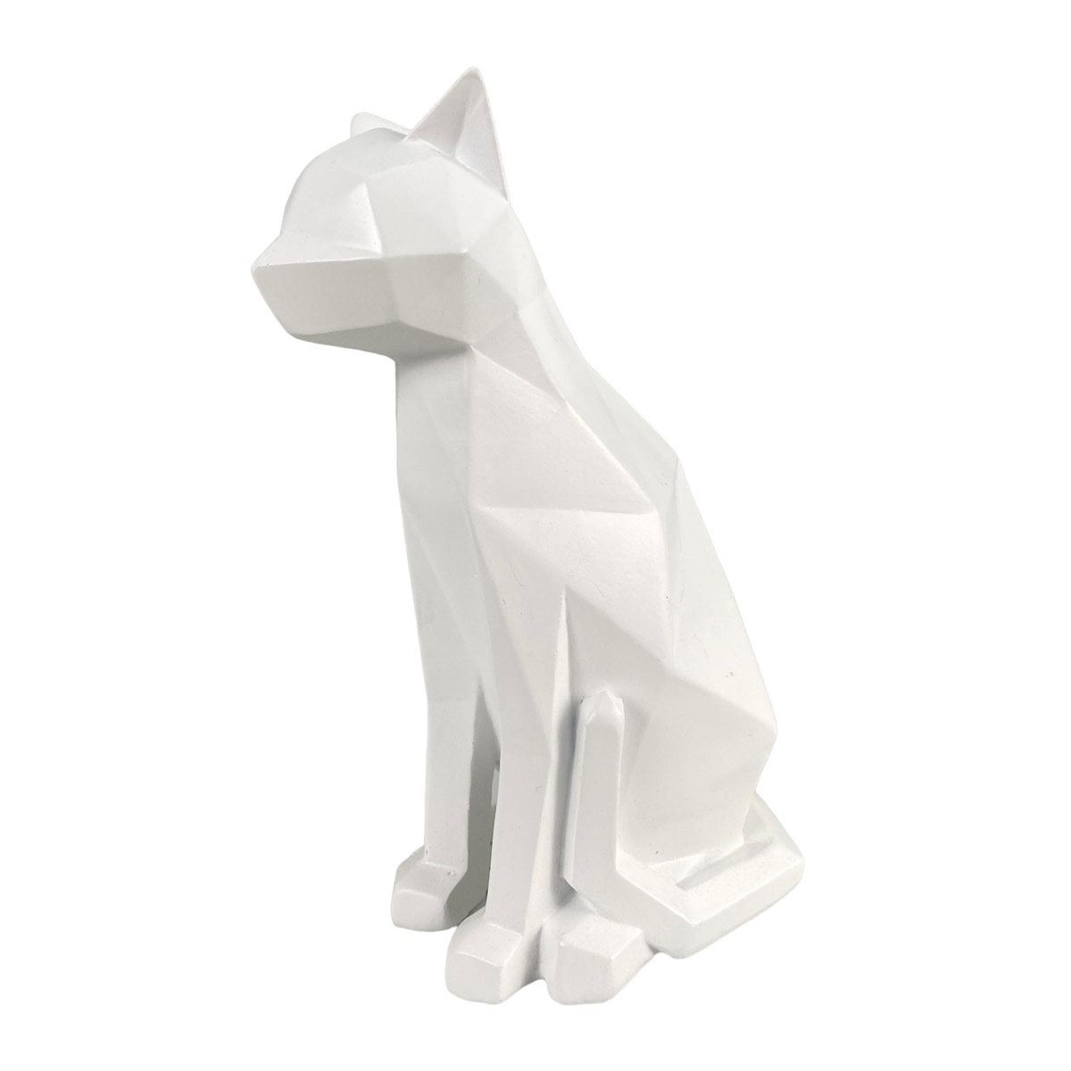 Figura Decorativa Diseño Gato Geométrico Color Blanco