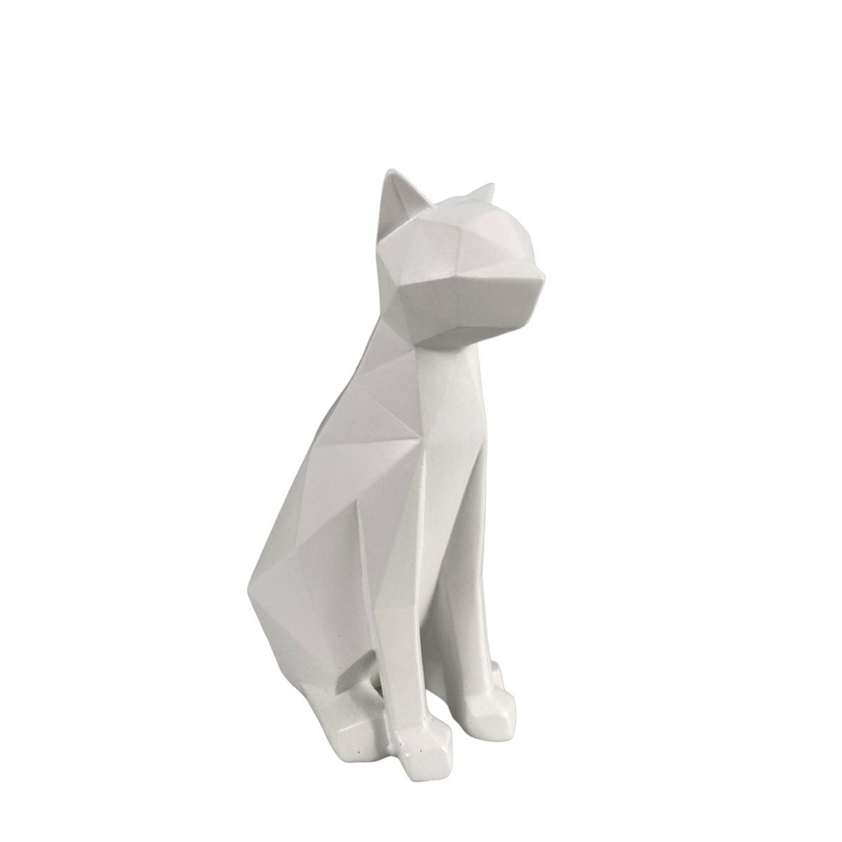 Figura Decorativa Diseño Gato Geométrico Color Blanco