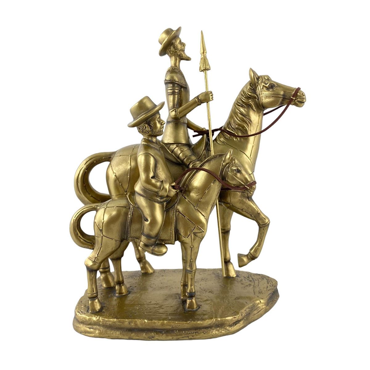 Figura Decorativa Don Quijote y Sancho Panza en Caballos