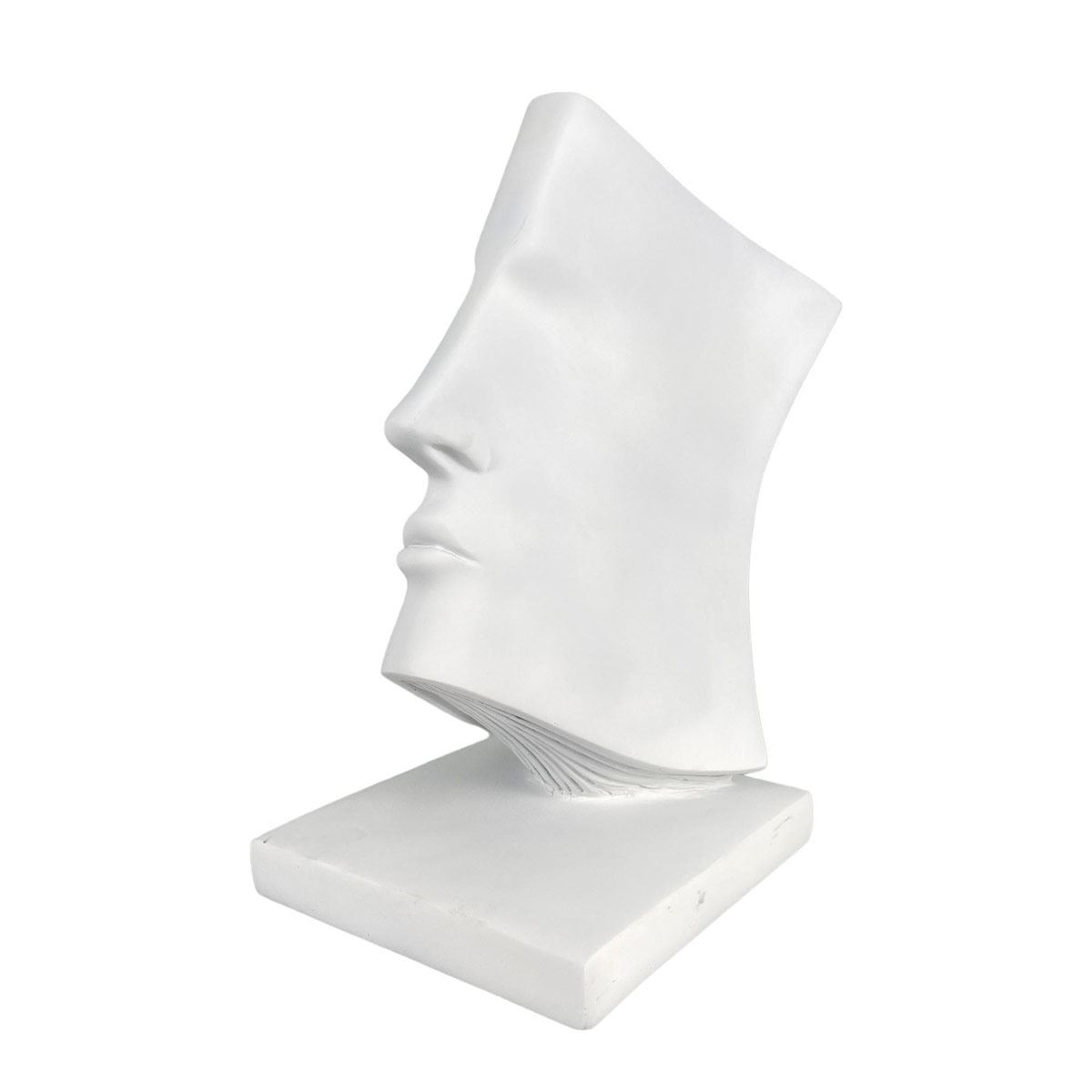 Figura Decorativa Rostro Minimalista Con Base Color Blanco