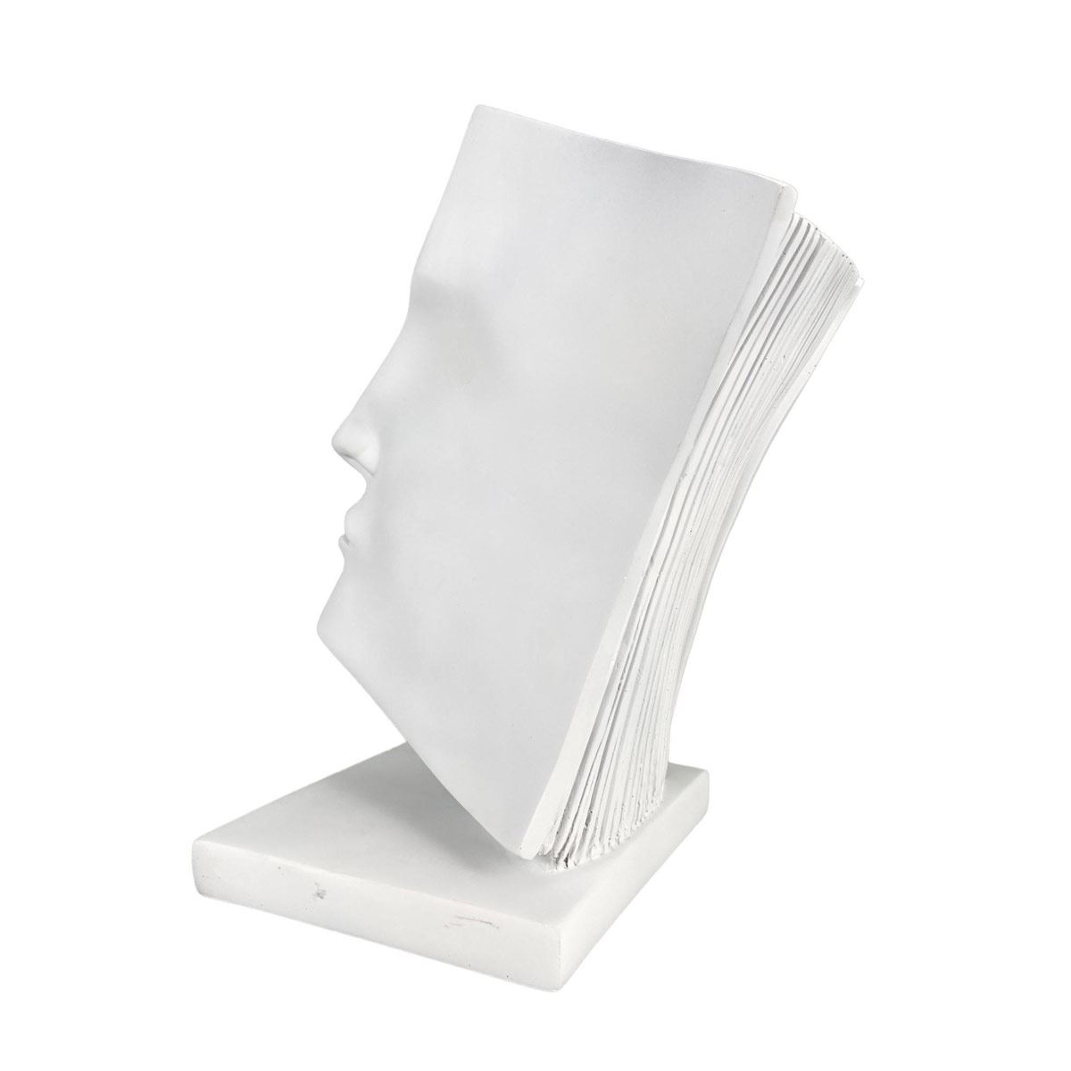 Figura Decorativa Rostro Minimalista Con Base Color Blanco