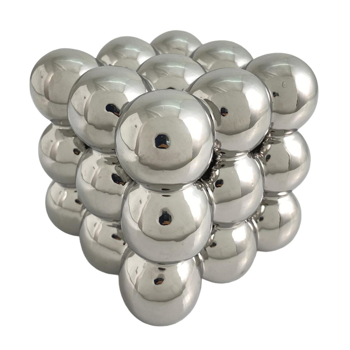 Figura Decorativa Cubo con Esferas Plateadas