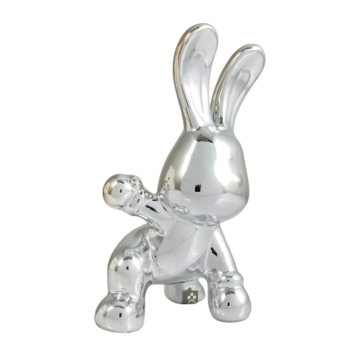 Figura Decorativa Conejo con Guantes Plateado