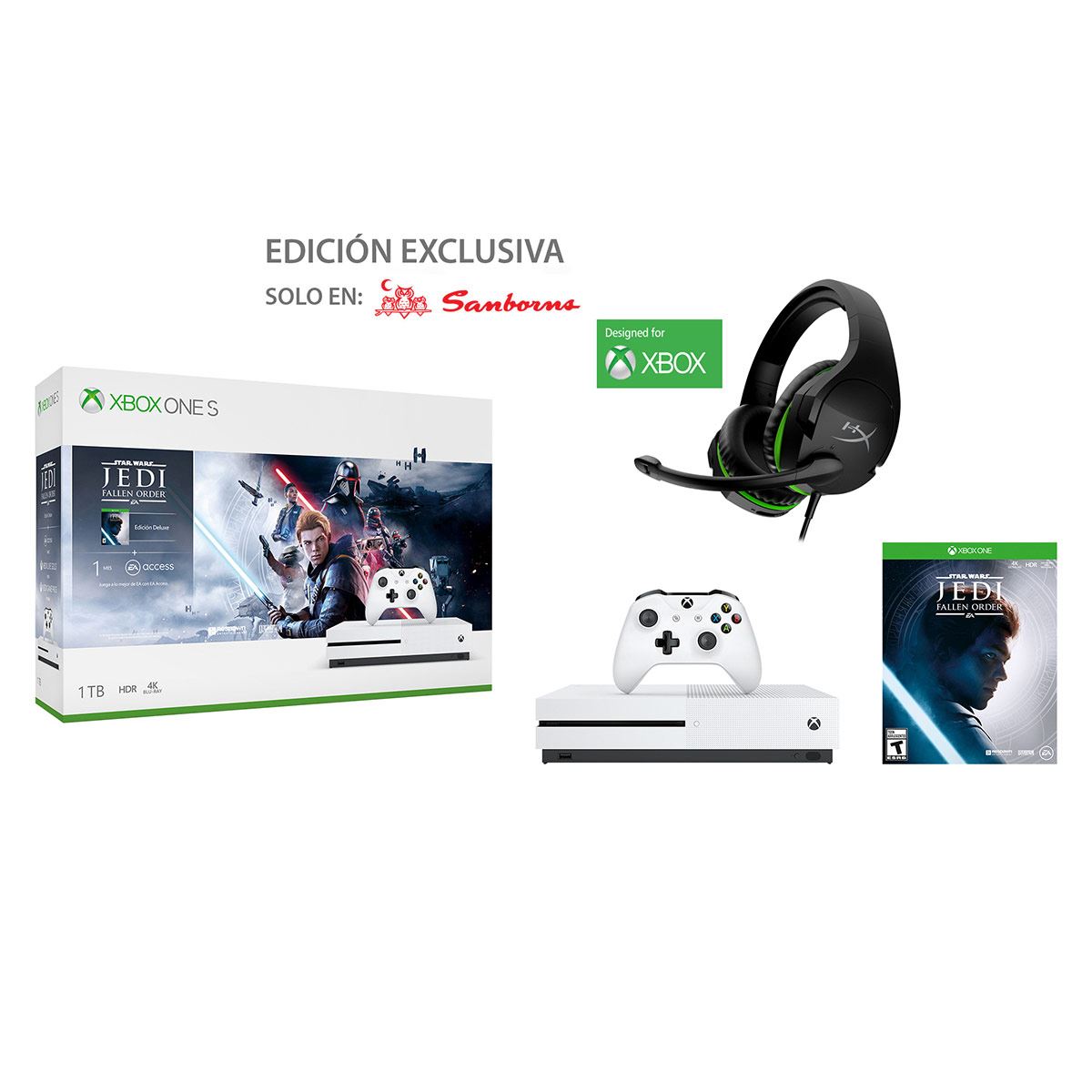 Consola Xbox One S 1 TB Star Wars Jedi + Hyperx