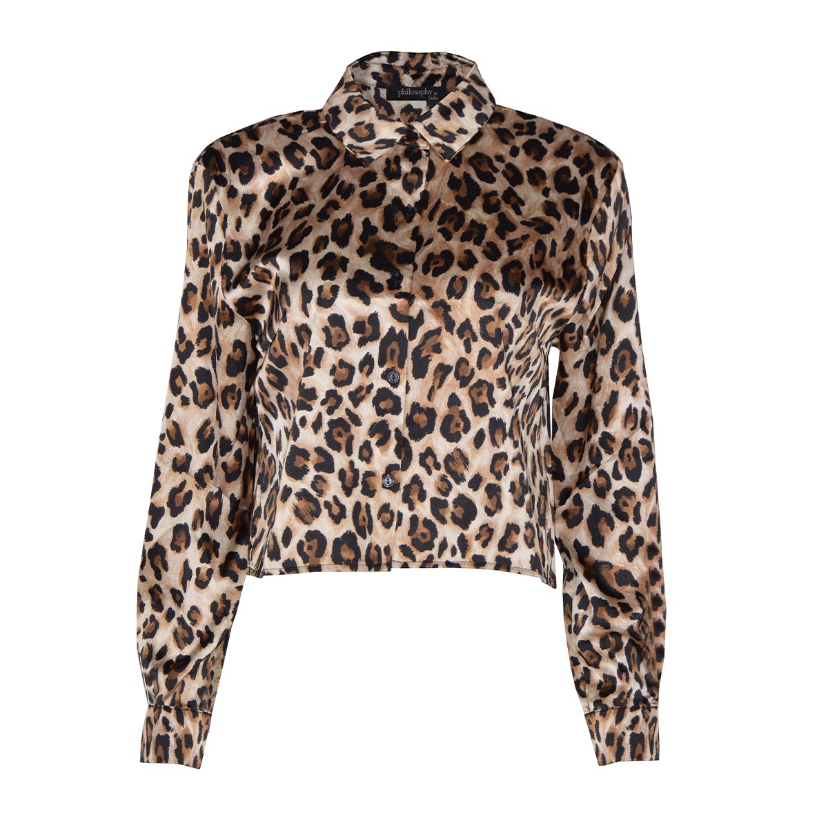 Blusa Camisera con Estampado animal Print Philosophy Talla Mediana Color Cafe Combinado para Mujer