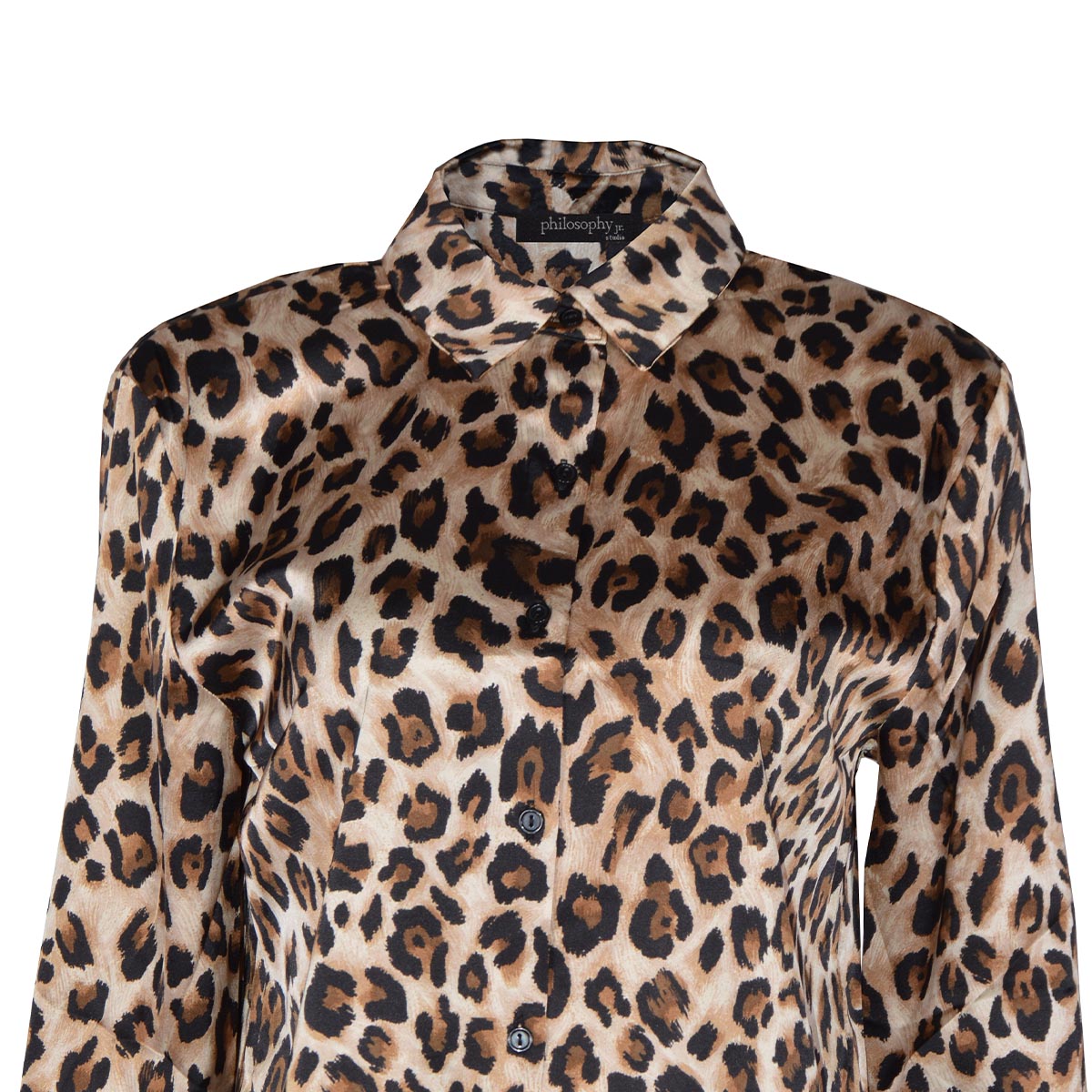Blusa Camisera con Estampado animal Print Philosophy Talla Mediana Color Cafe Combinado para Mujer