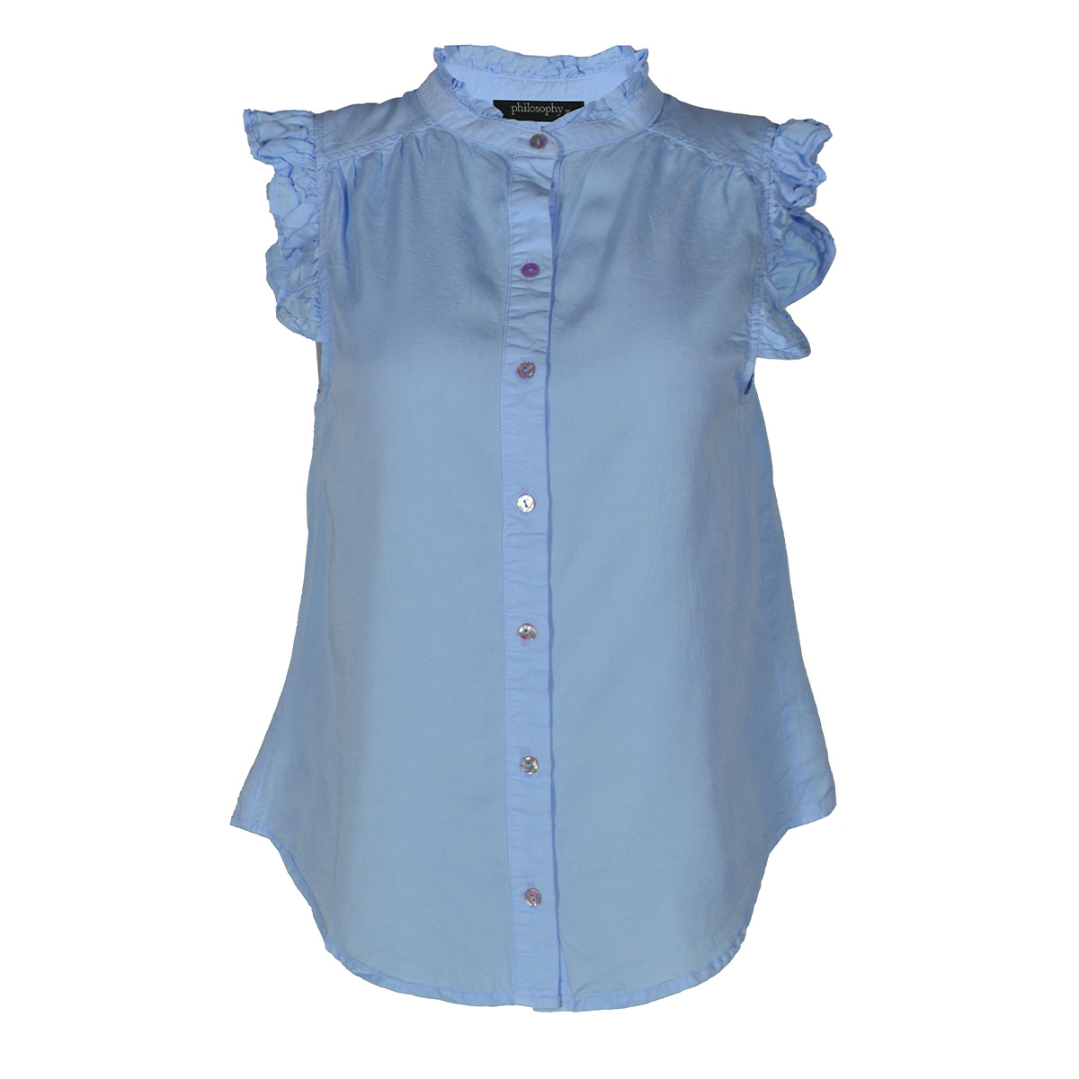 Blusa Lisa con Olanes Philosophy Talla Chica Color azul para Mujer