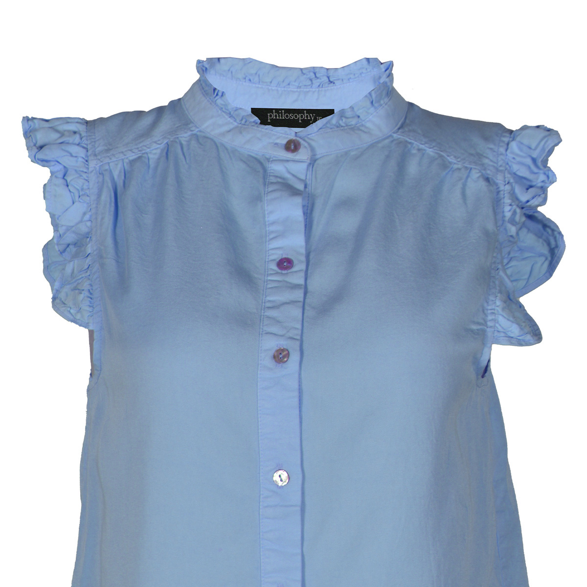 Blusa Lisa con Olanes Philosophy Talla Chica Color azul para Mujer