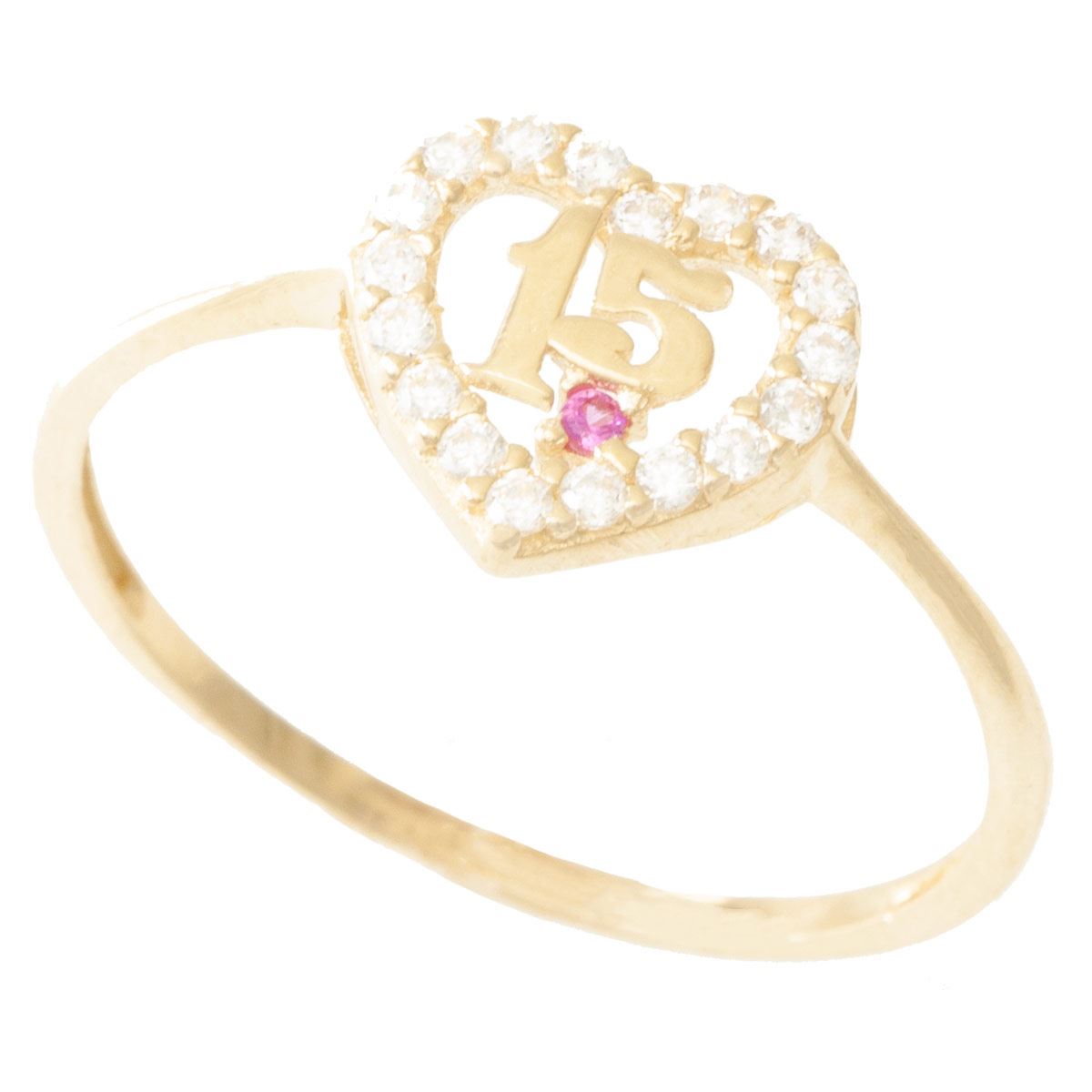 Anillo Corazón 15 Años Oro 14K Sini