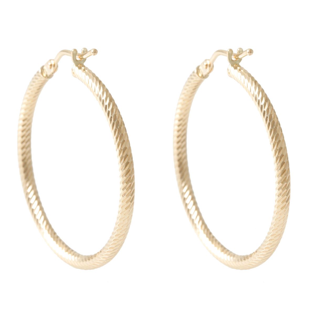 Arracadas Diamantado Espiga 25 Mm, Oro 14k, Sini