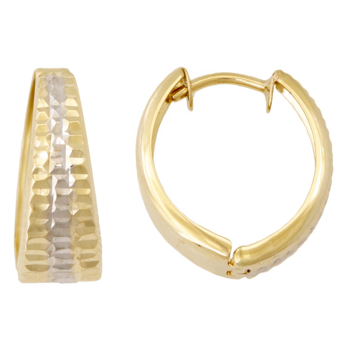 Huggies Disminucion Diamantado Medio Bicolor, Oro 14k, Sini