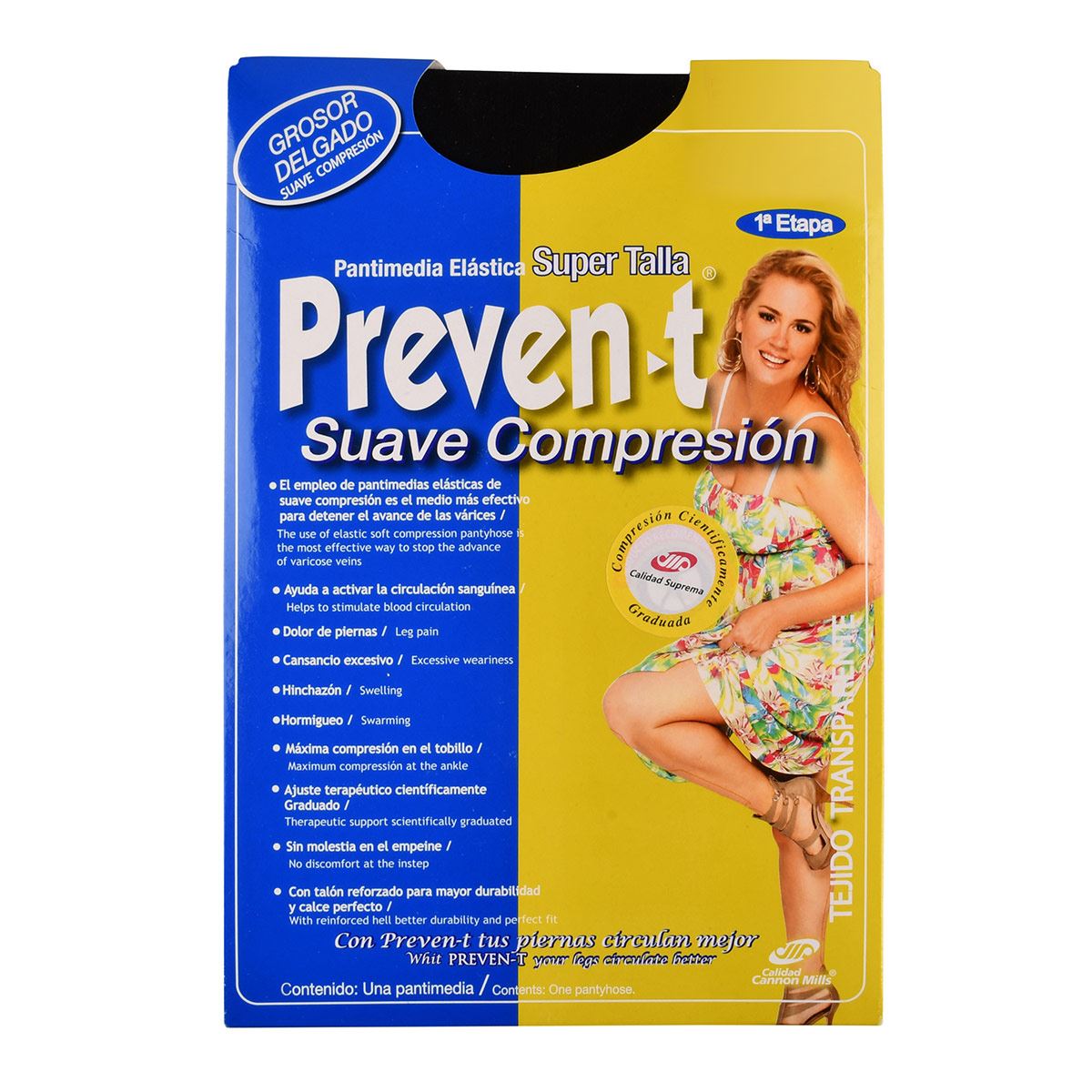 Pantimedia Preven-T Super Talla suave compresión transparente modelo 1945 talla grande color negro dama
